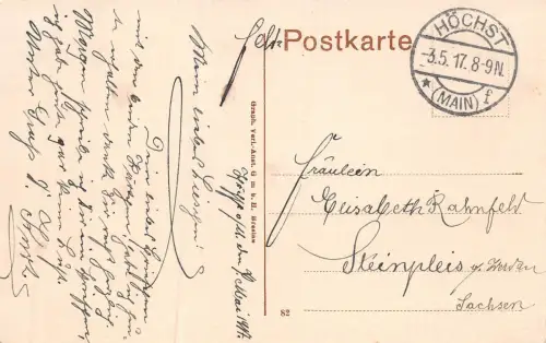Höchst a. Main Blick auf die Stadt Feldpostkarte AK 1917