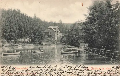 Bad Sascha Schmelzteich Niedersachsen Postkarte AK 1902