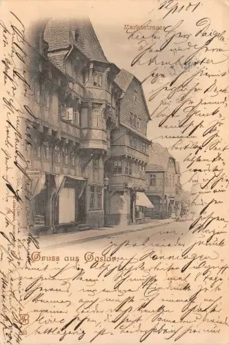 Gruss aus Goslar Marktstrasse Niedersachsen Postkarte AK 1901