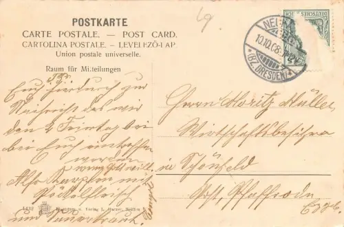 Blick vom Sachsen-Weg nach der Waldschänke Seiffnergrund Postkarte AK 1908