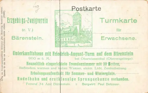 Erzgebirgs-Zweigverein (e. V.) Bärenstein Unterkunftshaus Postkarte AK