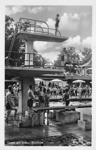 Sagan am Bober Schlesien Stadtbad Kinder mit Turnhose Foto Karte
