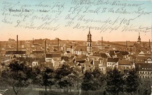 Stadtansicht von Werdau Sachsen Postkarte AK 1916