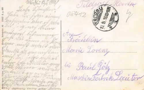 Stadtansicht von Werdau Sachsen Postkarte AK 1916