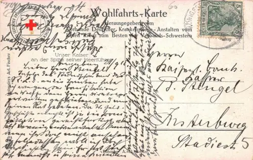 Unser Kaiser an der Spitze seiner Heerführer Patriotika Postkarte AK