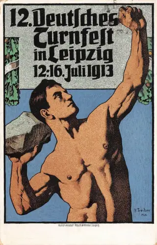 12. Deutsches Turnfest in Leipzig Juli 1913 Postkarte 1918