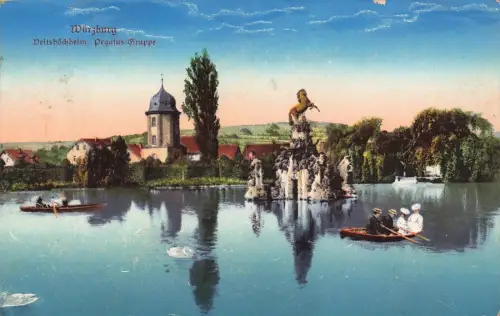 Deitshöcheim und Pegasus Gruppe in Würzburg Bayern Postkarte AK 1919