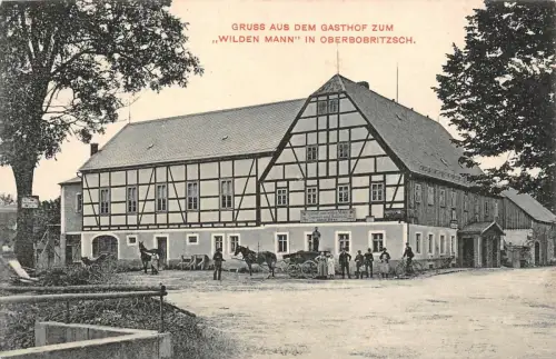 Gruss aus dem Gasthof zum "Wilden Mann" in Oberbobritzsch Mittelsachsen AK
