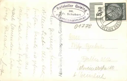 Stadtansicht von Geising im Winter Sachsen Postkarte AK 1937