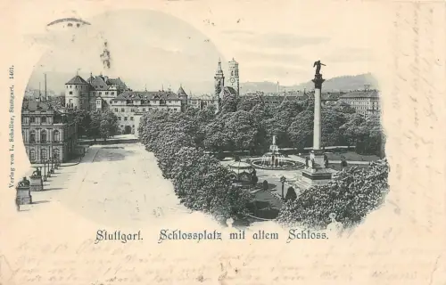 Stuttgart Schlossplatz mit altem Schloss Postkarte AK 1899