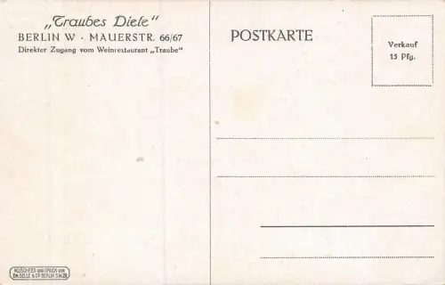 "Traubes Diele" Berlin W Maurerstr. Postkarte AK
