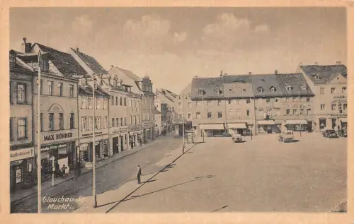 Glauchau Sa. Markt Max Röhner Postkarte AK