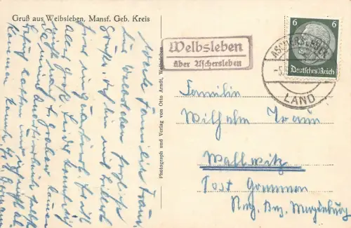 Welbsleben Mansf. Geb. Kreis Südharz Gedenksteine Gemischtwarenhandlung AK 1930