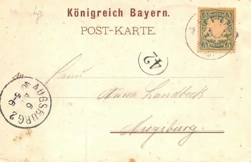 Wasach Königreich Bayern Postkarte AK 1897