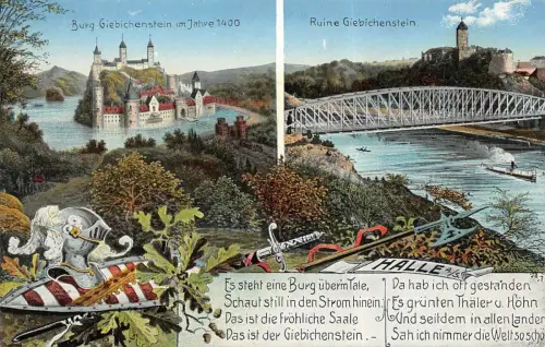 Burg Giebichenstein im Jahre 1400 Ruine AK