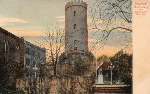 Bielefeld Sparenburg mit Kurfürstendenkmal Postkarte AK