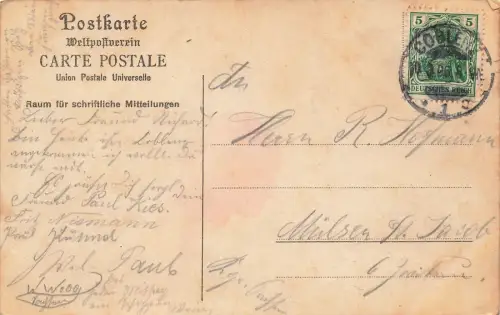 Festung und Schiffbrücke in Ehrenbreitenstein Rheinland-Pfalz Postkarte AK 1906