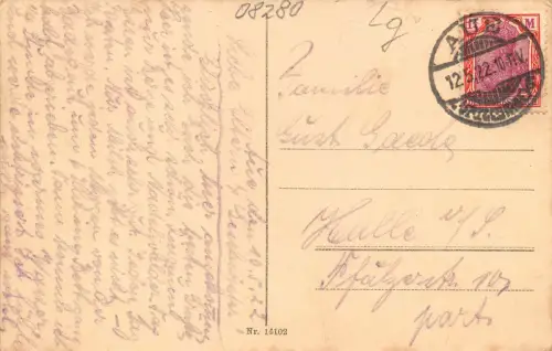 Aue i. Erzgeb. Muldenbrücke mit Blick auf die Stadt AK 1922