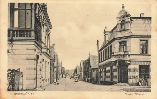 Blick auf die Norder Strasse in Brunsbüttel Schleswig-Holstein Postkarte AK 1915