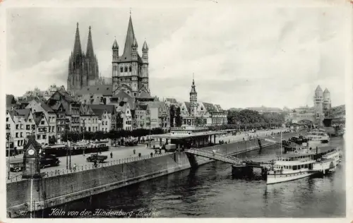 Hindenburg-Brücke in Köln Nordrhein-Westfalen Postkarte AK 1933
