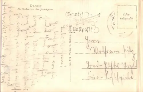 Fozo AK Danzig St. Marien v. d. Jopenstraße, Luftpost