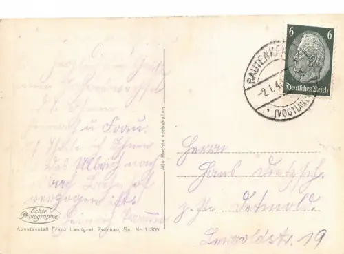 Wintersportplatz bei Rautenkranz Vogtland Sachsen AK 1940