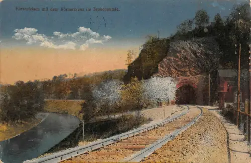 Harrafelsen mit dem Körnerkreuz im Zschopautale Postkarte AK 1920