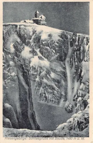 Riesengebirge Schneegrube mit Baude Postkarte AK