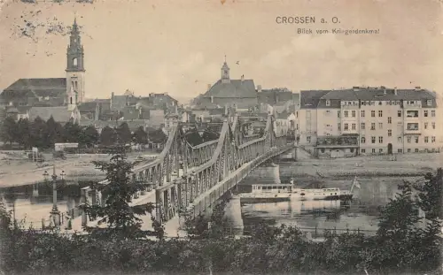Crossen a. O. (Krosno Odrzańskie) Blick vom Kriegerdenkmal AK