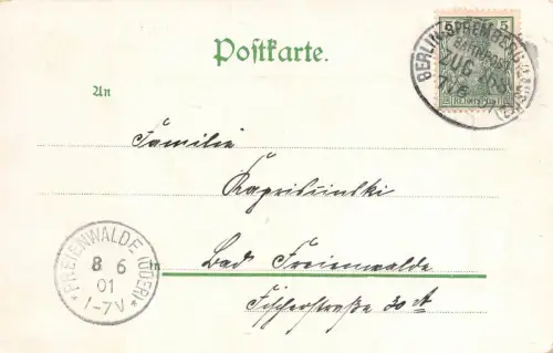 Brandenburg Lübbenau Schloßstrasse Postkarte Bahnpost 1901