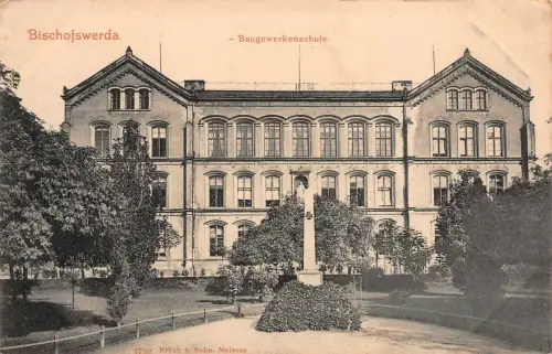 Baugewerkenschule in Bischofswerda Sachsen Postkarte AK 1905