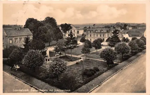 Bismarckplatz mit Schützenhaus Lommatzsch Sachsen Postkarte AK 1939