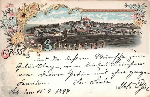 Gruss aus Schauenstein Ansicht Litho Postkarte 1898