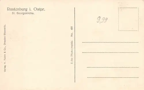 Rastenburg i. Ostpreußen, St. Georgskirche, Postkarte