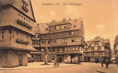 Blick auf die Große Fischergasse in Frankfurt am Main Hessen Postkarte AK