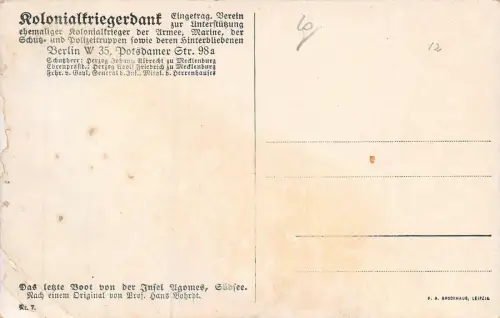 Kolonialkriegerdank Das letzte Boot von der Insel Agomes Südsee Patriotika AK
