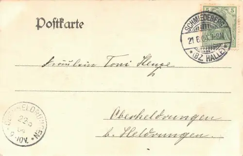 Gruss aus Pretzsch Schloss Fortbildungsschule AK 1904