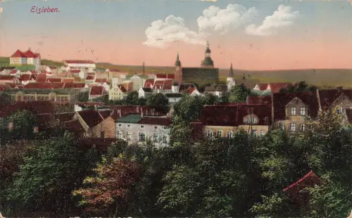 Stadtansicht von Eisleben Sachsen-Anhalt Postkarte AK 1918