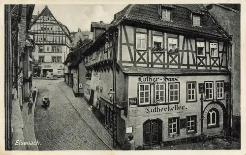 Blick auf Luther-Haus in Eisenach Thüringen Postkarte AK 1936