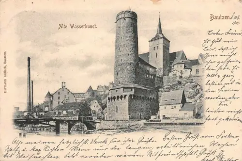 Alte Wasserkunst in Bautzen Sachsen Postkarte AK 1901