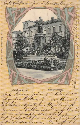 Bismarckdenkmal in Zwickau Sachsen Postkarte AK 1903