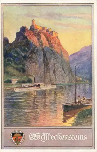 Schreckensteins (Burg Střekov) Dampfer Postkarte AK