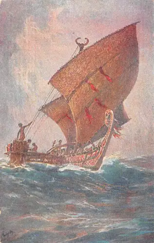 Das letzte Boot von der Insel Agomes Südsee Kolonialkriegerdank Patriotika AK