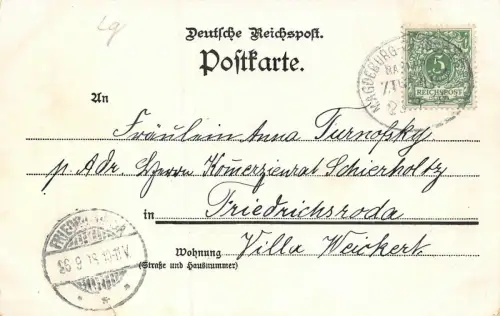 Gruss aus Zerbst Marktplatz Knabenmittelschule St. Nikolaikirche AK 1898