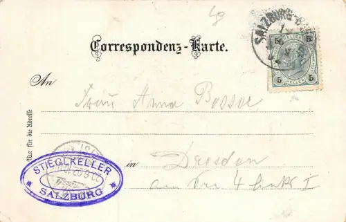 Stieglkeller in Salzburg Kapitelschwemme AK 1902