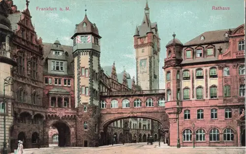 Blick auf Rathaus in Frankfurt am Main Hessen Postkarte AK