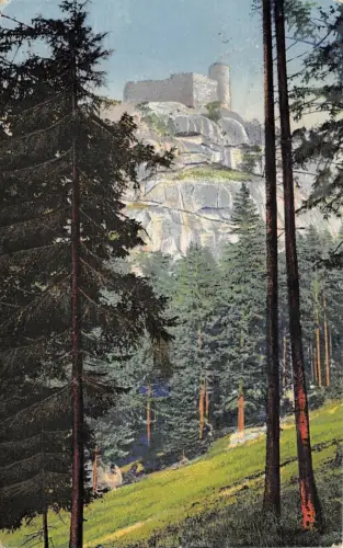 Riesengebirge Burg Kynast v. Höllengrund gesehen Postkarte AK 1923