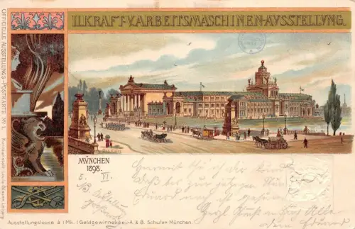 München II. Kraft- u. Arbeitsmaschinen-Ausstellung Postkarte AK 1898