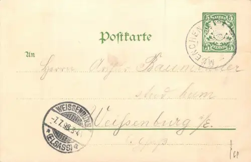 München II. Kraft- u. Arbeitsmaschinen-Ausstellung Postkarte AK 1898