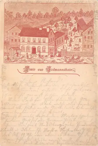 Vorläufer Karte Gruss aus Erdmannshain Naunhof Gasthof Postkarte 1899